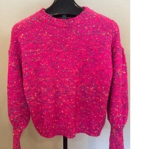 MAINSTRIP Pink Speckled Confetti Knit Crew‎ Neck Long Sleeve Sweater S